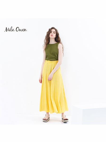 Mila Owen2020春夏新品时尚休闲亚麻半身裙
