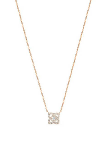 De Beers Diamond Jewellers钻石彩宝品牌玫瑰金迷人莲花长项链和珍珠母