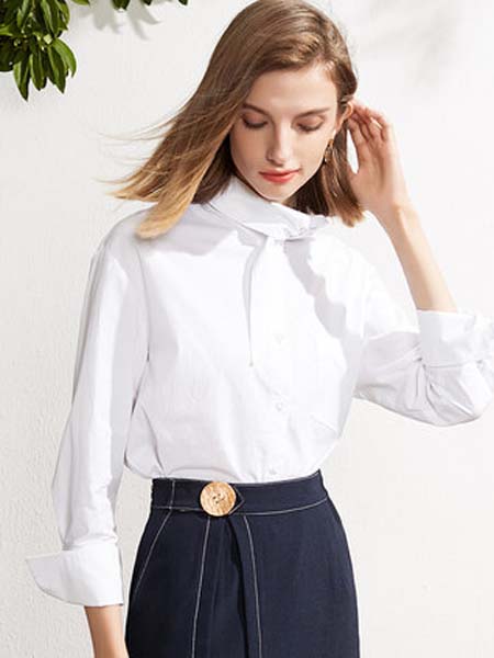蒂蒂卡娜女装品牌2020春夏新款设计感小众长袖白色韩版职业白色衬衣￥420.00