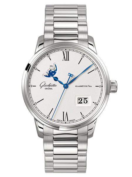 Glashutte Original鋼帶機(jī)械表商務(wù)男士手表情侶表白色