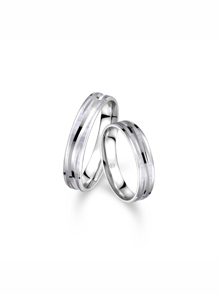 Lukfook Jewellery简约求婚纯银戒指情侣设计感对戒