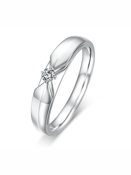 金嘉利纯银设计感简约订婚戒指
