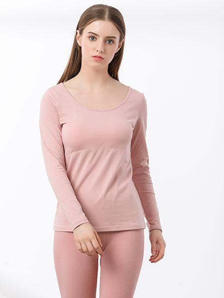 Freeday自在时光内衣品牌2020春夏粉色保暖内衣套装