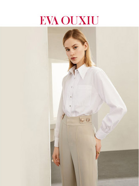 伊华·欧秀女装品牌2020春夏设计感上衣通勤OL棉感衬衣