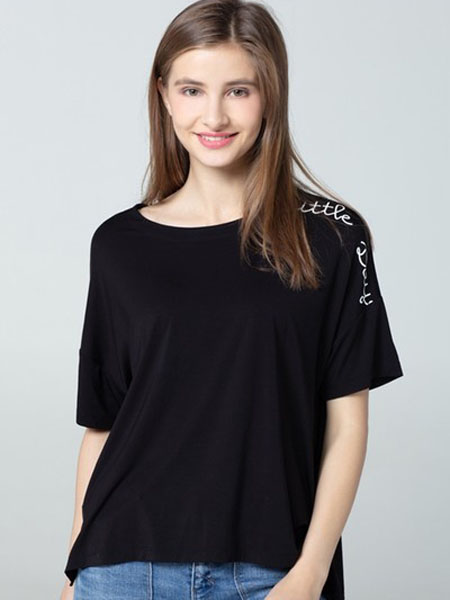 红妮内衣品牌2020春夏黑色T恤