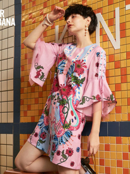 米可芭娜女装品牌2020春夏法式雪纺复古花朵连衣裙a字显瘦气质中长裙2020夏季新款