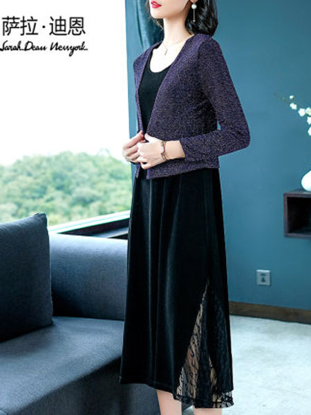 萨拉迪恩女装品牌2020春夏紫色针织外套女薄短款春夏2020新款时尚气质V领百搭长袖亮丝开衫