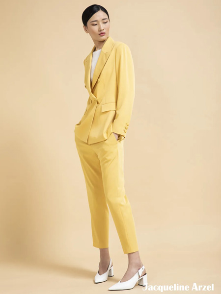 杰克林女装品牌2020春夏黄色西装套装