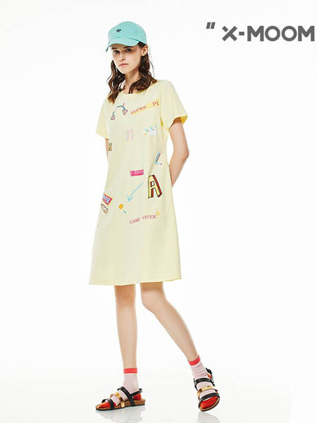 x-moom女装品牌2020春夏显瘦学院风纯棉连衣裙