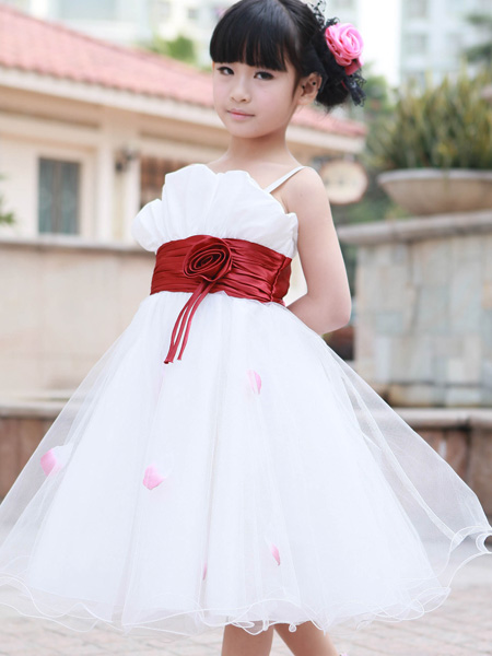 宾果童话童装品牌2020春夏白色网纱吊带连衣裙