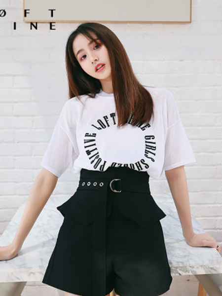 LOFT SHINE女装品牌2020春夏专柜正品白色字母套头T恤