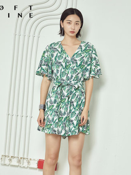 LOFT SHINE女装品牌2020春夏V领系带连体裤