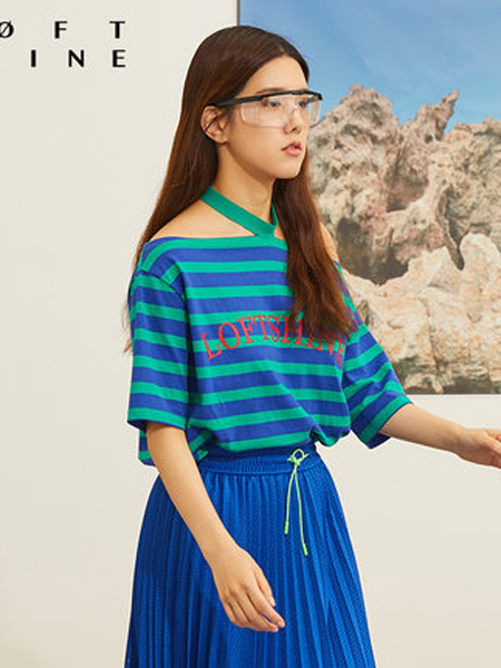 LOFT SHINE女装品牌2020春夏挂脖式条纹T恤