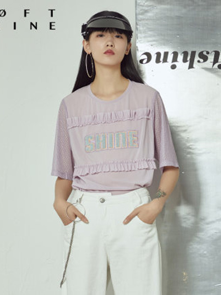 LOFT SHINE女装品牌2020春夏网格荷叶边T恤