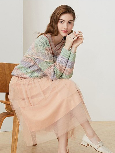 纳纹女装品牌2020春夏绿紫粉针织衫毛衣