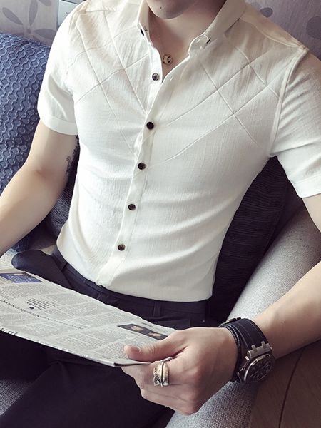 乔治邦尼男装品牌2020春夏白色衬衫棉质