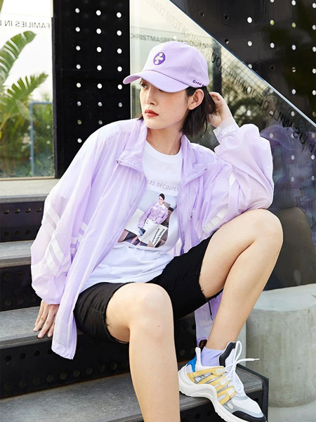 H+3女装品牌2020春夏紫色防晒衣