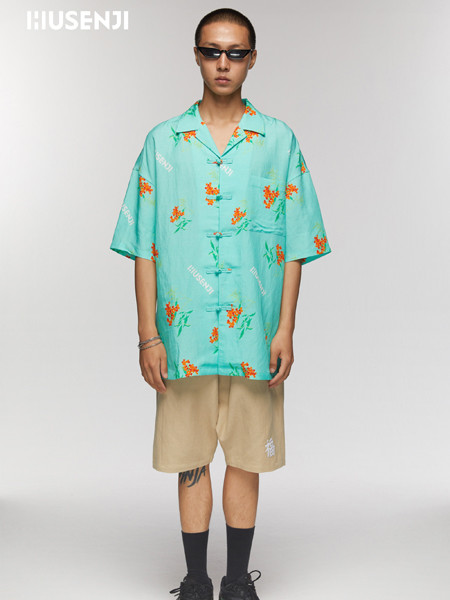 花笙記休閑品牌2020春夏寬松短袖aloha襯衫 古巴領夏威夷男女禪衣