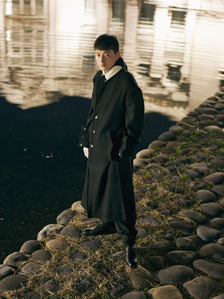 SOSHIOTSUKI男装品牌秋冬黑色长款风衣外套