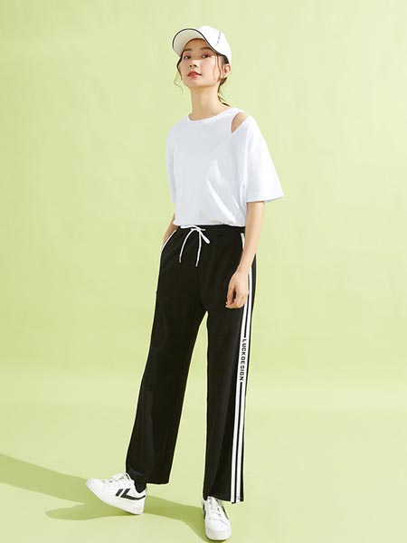 米子旗女装品牌2020春夏显瘦黑色阔腿裤