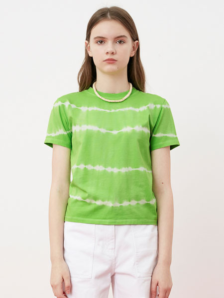 Rocket X Lunch女装品牌2020春夏清新绿色条纹短袖