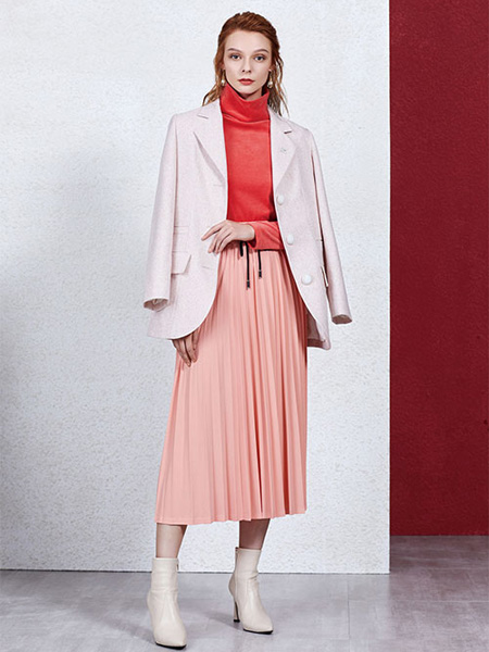 苏昔女装品牌2020春粉色西装外套