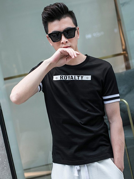 T&X男裝品牌2020春夏字母黑色T恤