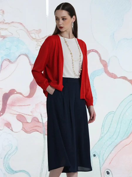 伯妮斯茵ERNIEELEN女装品牌2020春夏1E6025--针织衫--胭脂色--文鱼警乘--《洛神赋》￥1080