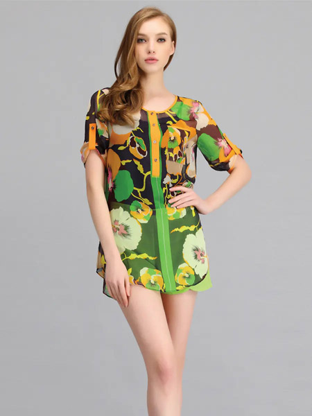 伯妮斯茵ERNIEELEN女装品牌2020春夏绿色--真丝衬衫--《花香之旅》