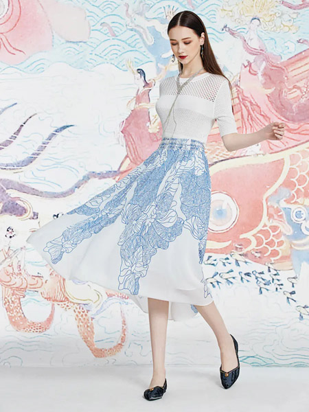 伯妮斯茵ERNIEELEN女装品牌2020春夏-半裙--芙蕖渌波--《洛神赋》