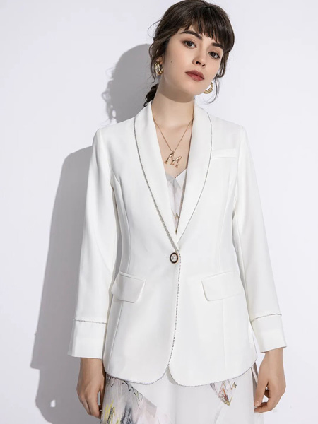 DY读衣拾年女装品牌2020春夏白色西装套装