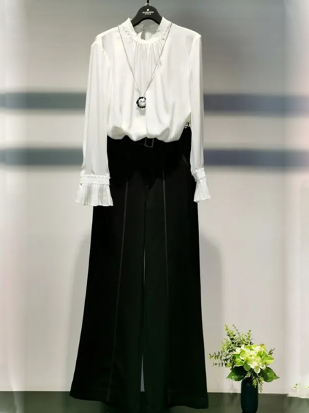 奈玛施女装品牌2020秋季白色雪纺衫长袖