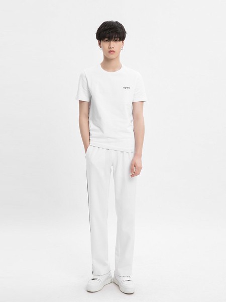 M-77男装品牌2020春夏圆领白色T恤套装