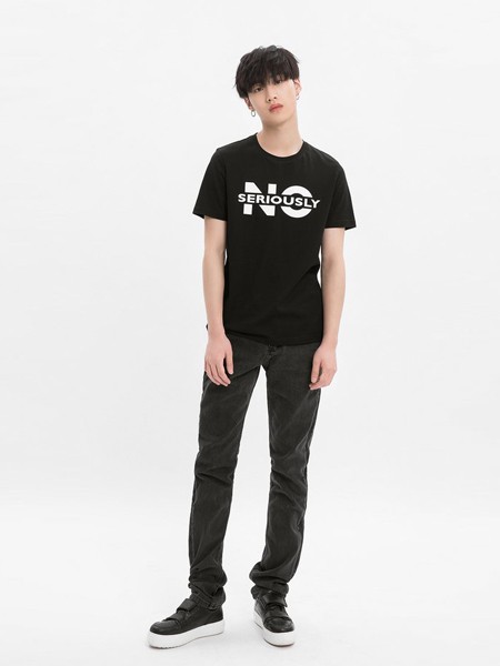 M-77男裝品牌2020春夏字母黑色T恤
