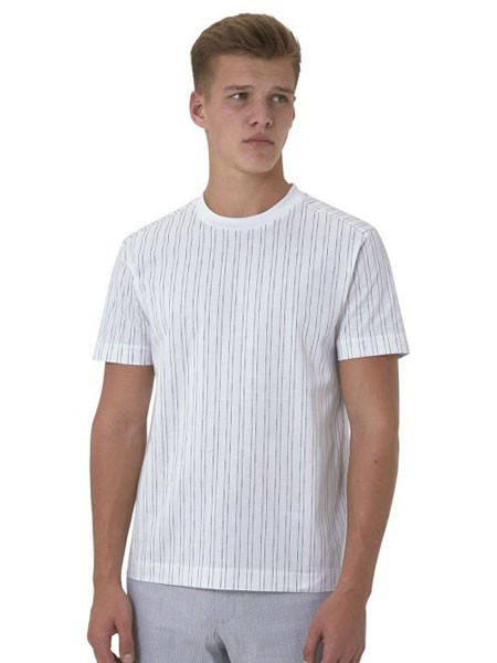 Cerruti1881男装品牌2020春夏圆领竖纹白色T恤