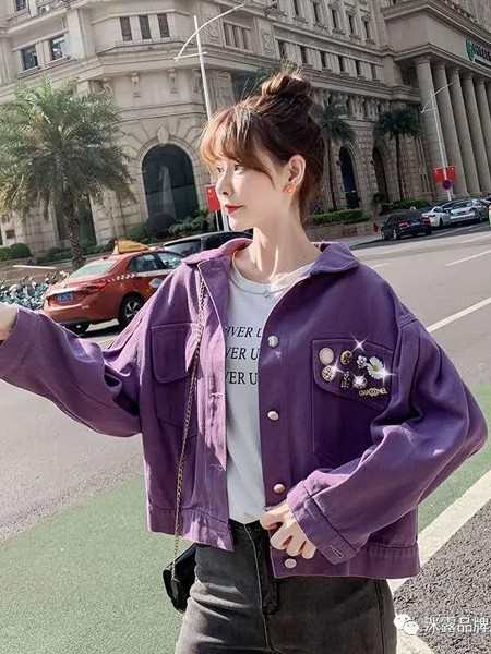 洣露女装品牌2020春夏紫色短外套
