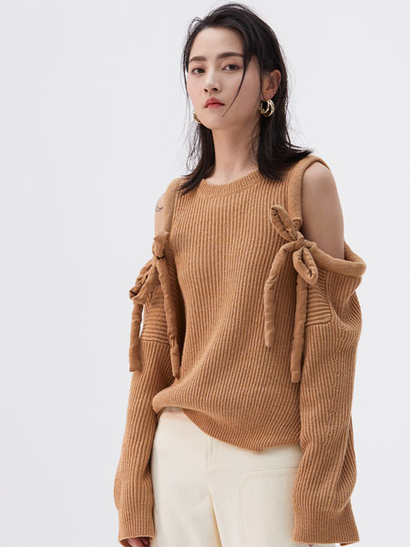 LOFT SHINE女装品牌2020秋季文艺范露肩针织衫