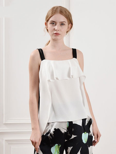 菲诺格诺女装品牌2020春夏吊带白色上衣
