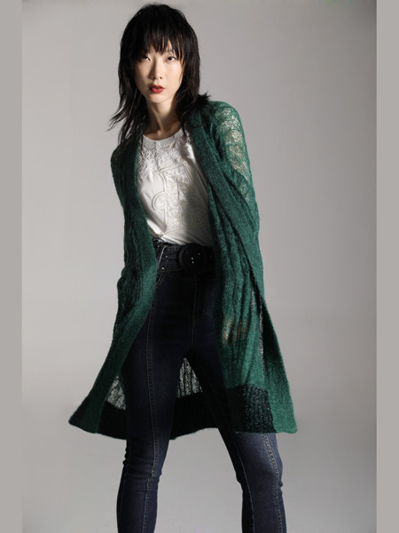 AttinaLife阿缇娜女装品牌2020秋季青色中长款外套