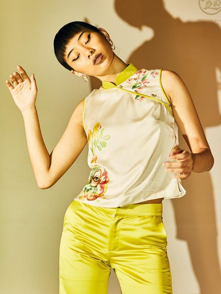 趙貝勒PRINCE ZHAO女裝品牌2020春夏無袖白色復古上衣長褲