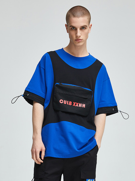 CLUBXXHH潮牌品牌2020春夏字母包包蓝色T恤