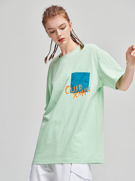 CLUBXXHH潮牌品牌2020春夏绿色字母T恤