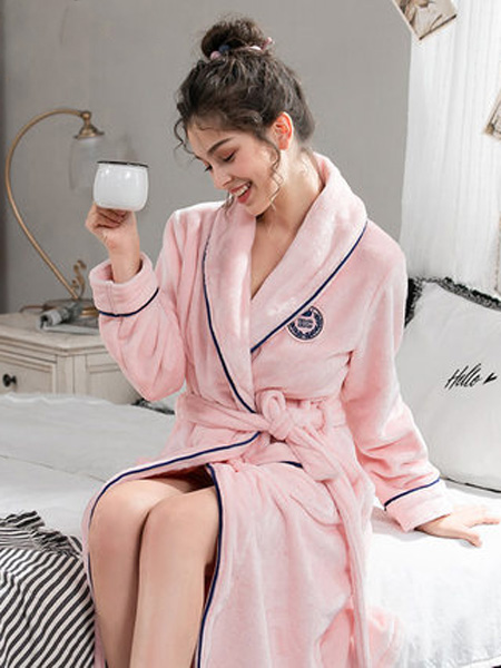 韩彩内衣品牌2020秋冬2020新款睡衣女秋冬网红款浴袍长款法兰绒冬季睡袍可出门家居服
