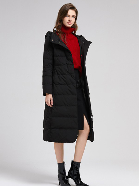 诗织女装品牌2020秋冬黑色保暖外套