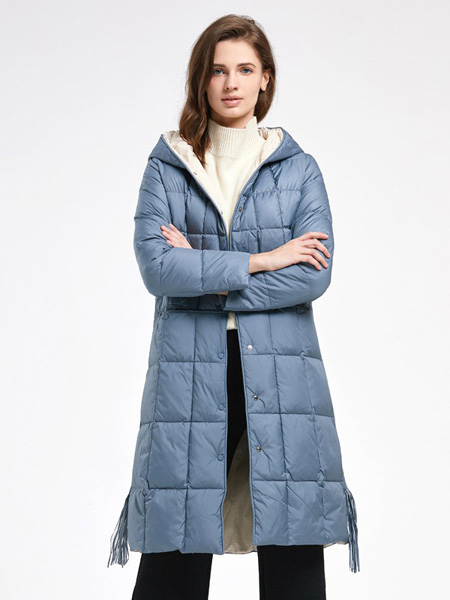 詩織女裝品牌2020秋冬藍色保暖外套