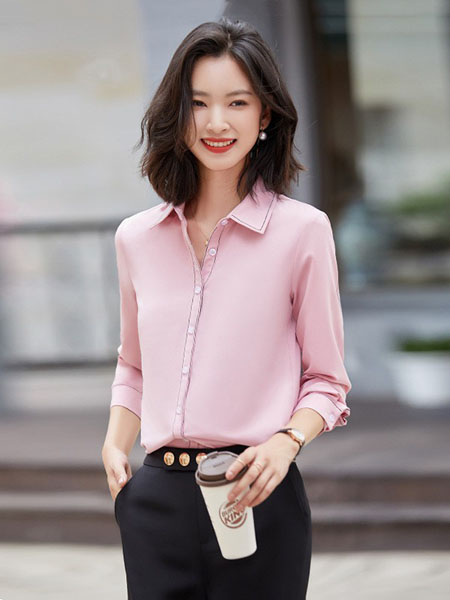 蒂可伊女装品牌2020秋季粉色衬衫长袖