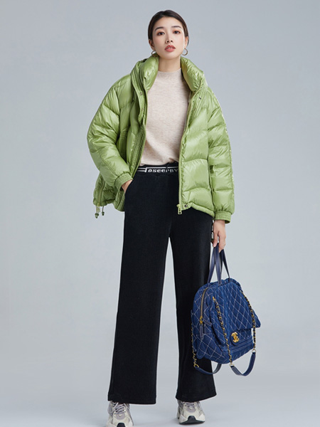 欧炫尔女装品牌2020秋冬绿色保暖短款外套