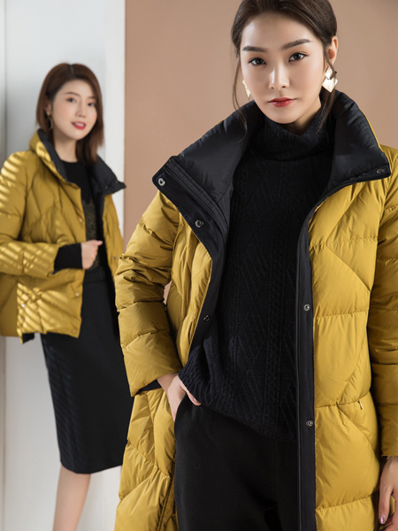 曼保睐女装品牌2020秋季黄色保暖外套