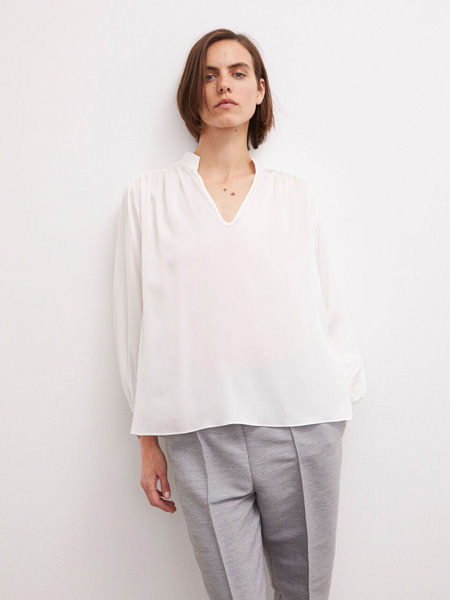 By Malene Birger玛莱娜·比格尔设计女装品牌2020秋季白色半透明上衣