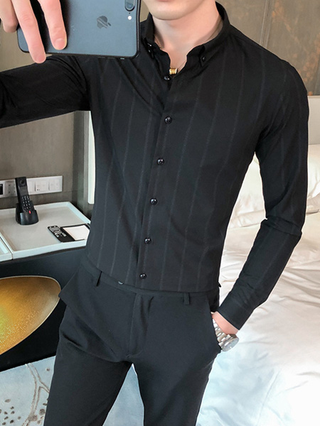 乔治邦尼男装品牌2020秋季黑色条纹上衣
